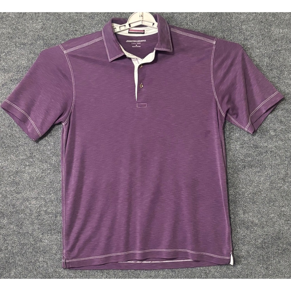 Johnston & Murphy Mens Purple Slub‎ Knit Polo Shirt Short Sleeve Size M